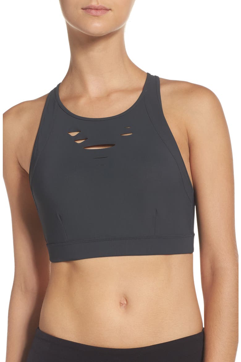 Ripped Warrior Yoga Bra, Main, color, ANTHRACITE
