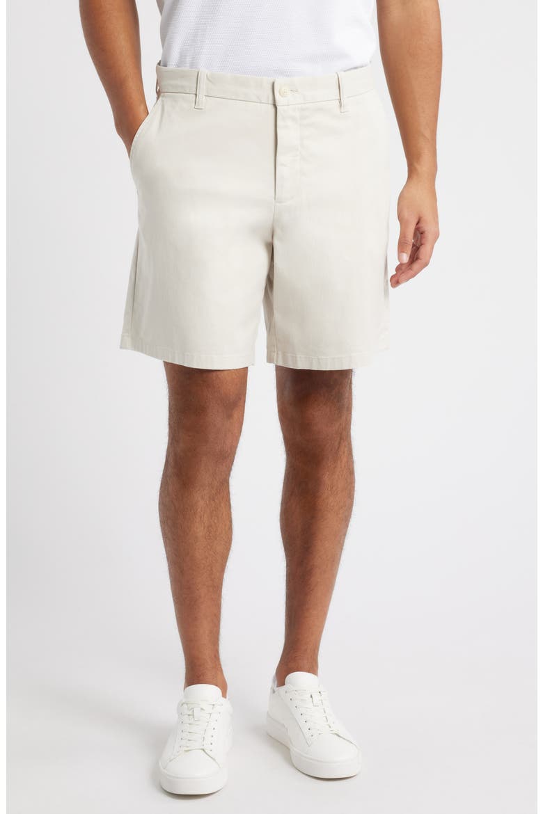Heron Flat Front Cotton Stretch Twill Chino Shorts, Main, color, GREY MOONBEAM