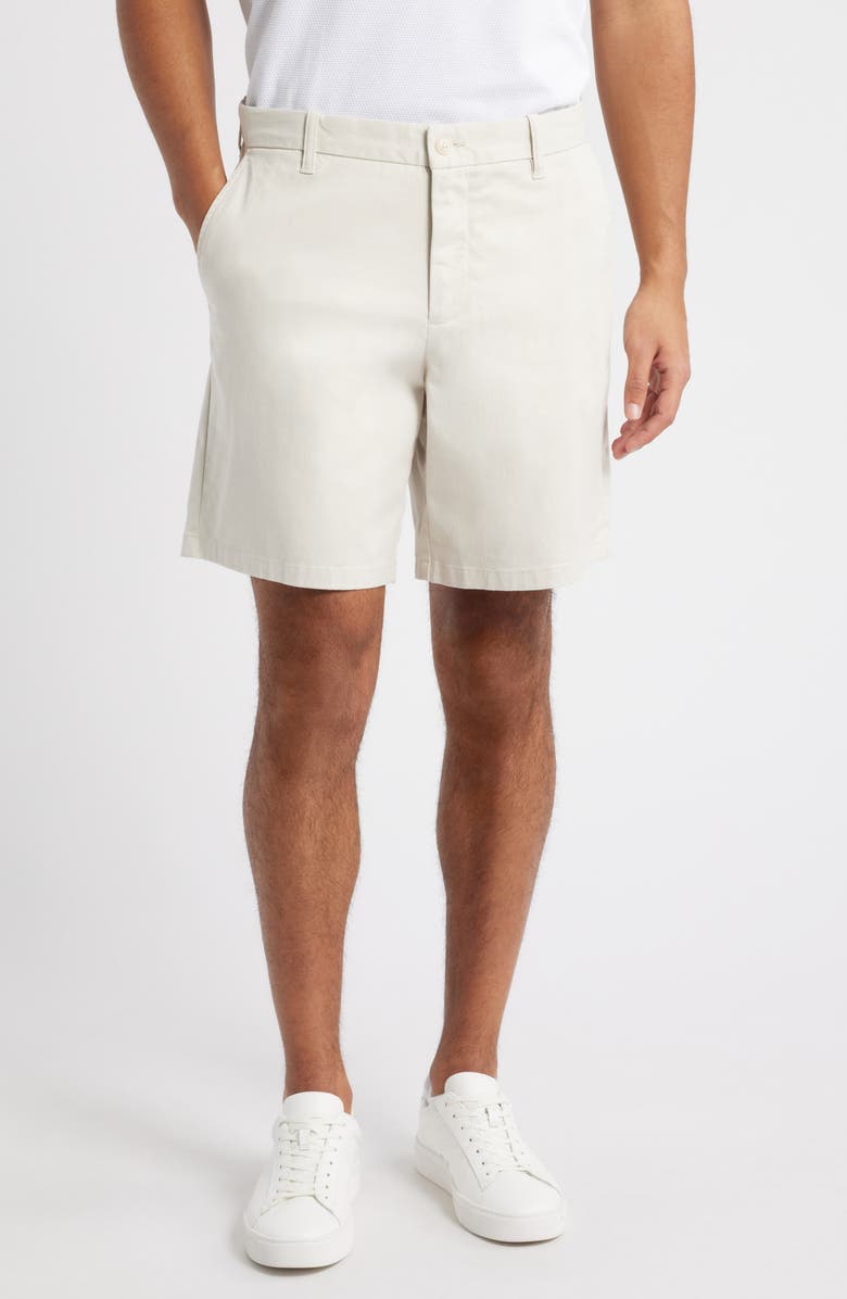 Nordstrom Heron Flat Front Cotton Stretch Twill Chino Shorts, Main, color, Grey Moonbeam