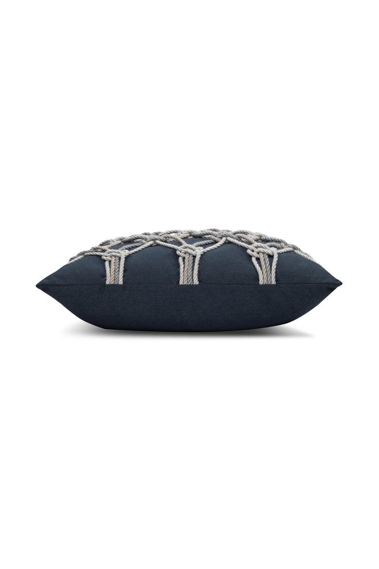 Rope Hand Knotted Macrame Indoor & Outdoor Woven Accent Pillow, Alternate, color, Indigo