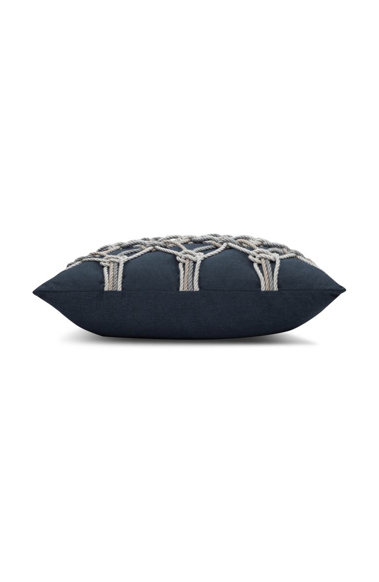 Elaine Smith Rope Hand Knotted Macrame Indoor & Outdoor Woven Accent Pillow, Alternate, color, Indigo