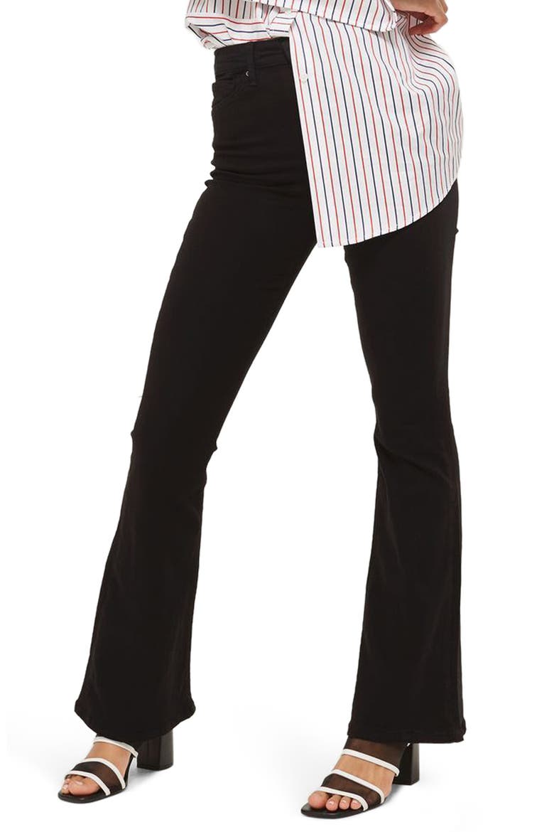 Jamie High Waist Flare Jeans, Main, color, BLACK