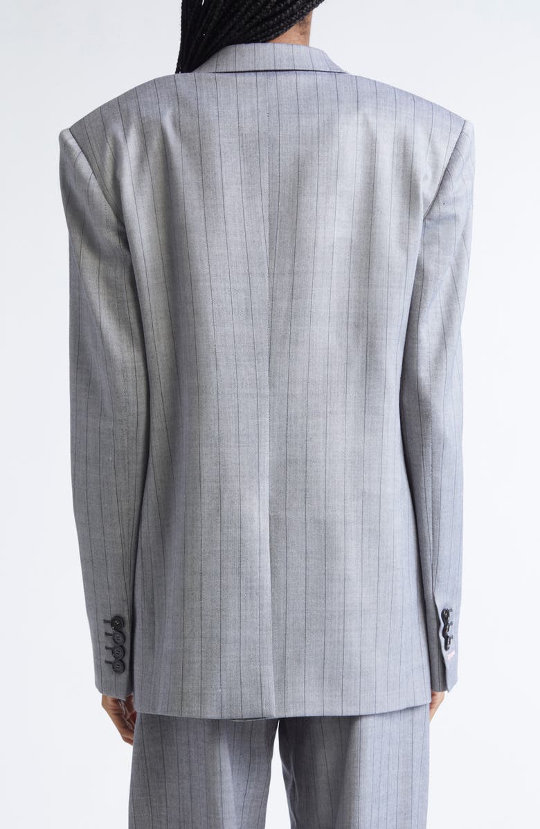 Stella McCartney Pinstripe Single Breasted Stretch Wool Jacket, Alternate, color, Grey