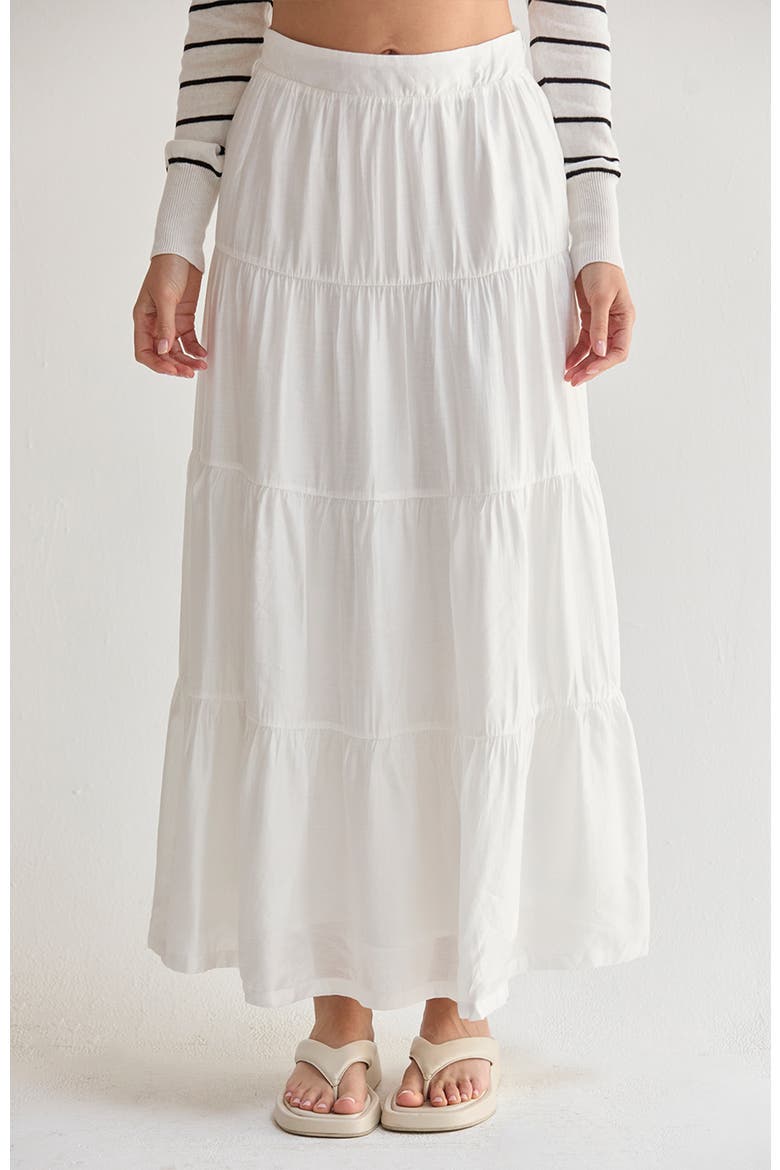 Tiered Tencel Maxi Skirt, Main, color, White