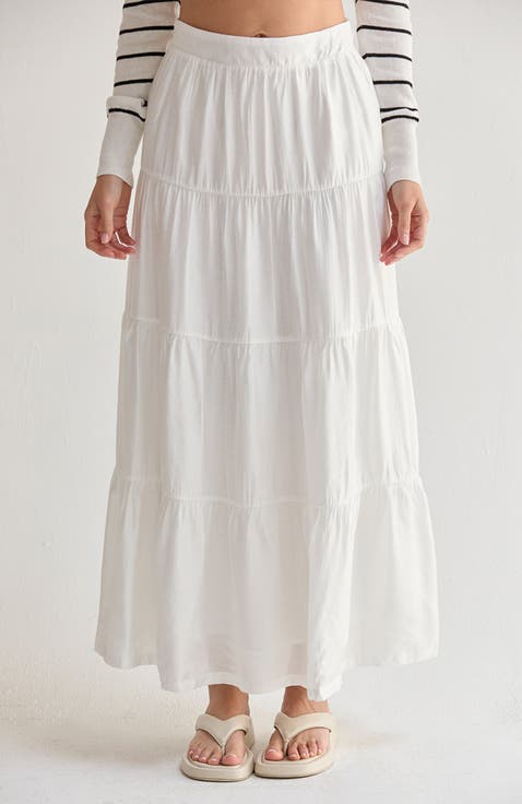 Tiered Tencel Maxi Skirt