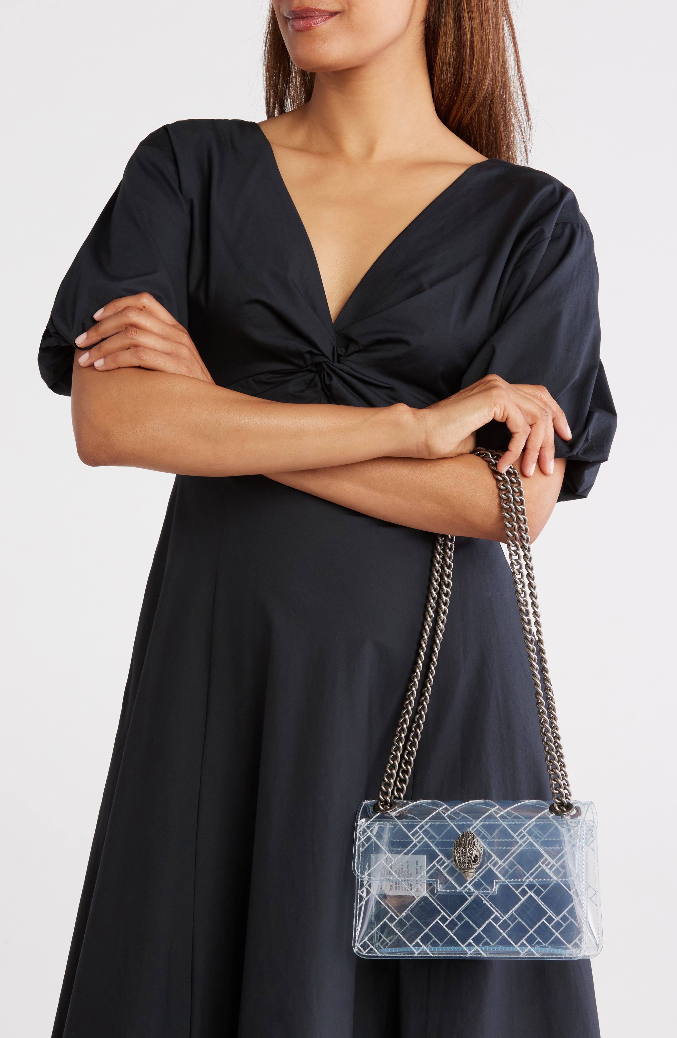 Kurt Geiger London Mini Kensington Vinyl Convertible Clear Crossbody Bag, Alternate, color, Clear