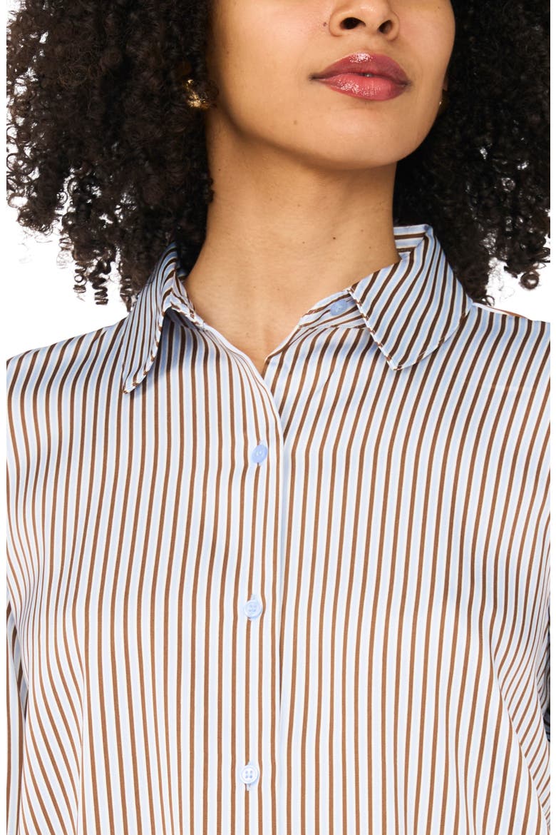 Satin Long Sleeve Button-Up Shirt, Alternate, color, WAVE COAST THIN STRIPE