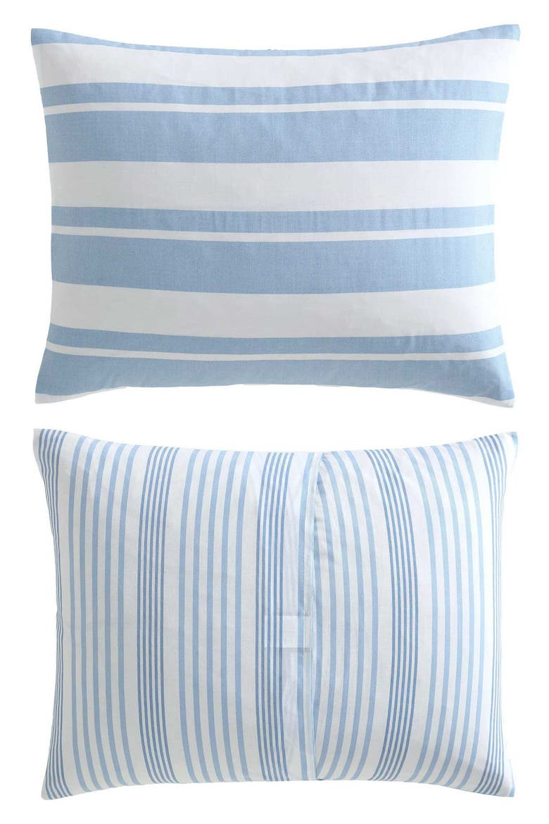Tayleur Striped Cotton Comforter, Alternate, color, LIGHT / MEDIUM BLUE