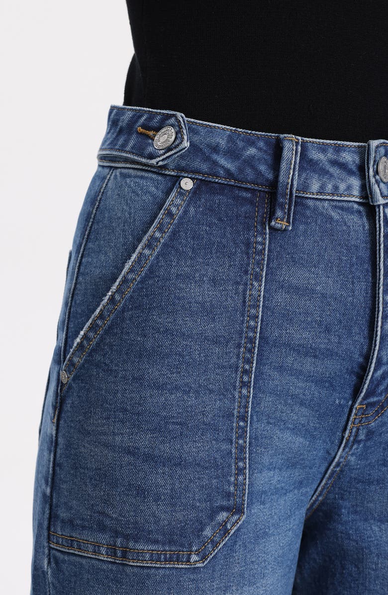 Bayeas Super High Waist Wide Leg Utility Jeans, Alternate, color, Medium Blue