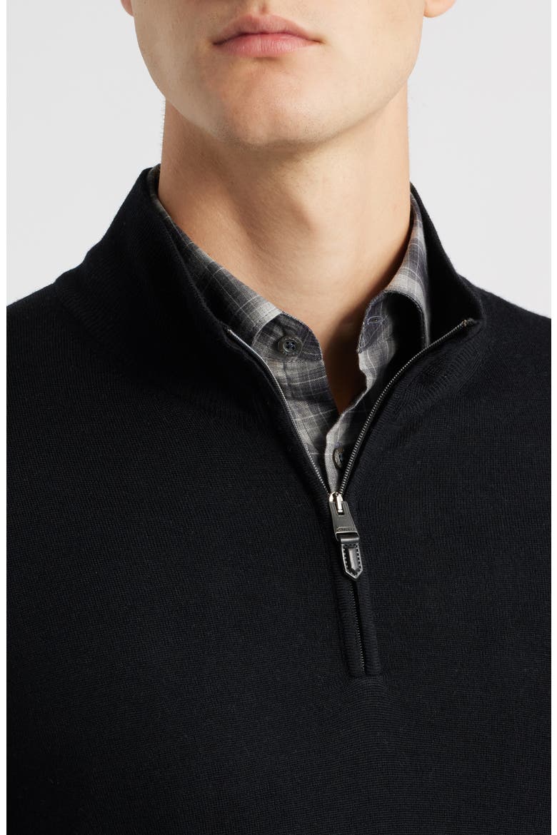Quarter Zip Wool Blend Sweater, Alternate, color, BLACK