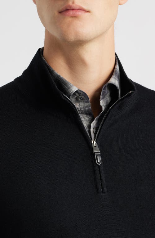 Canali Quarter Zip Wool Blend Sweater In Black
