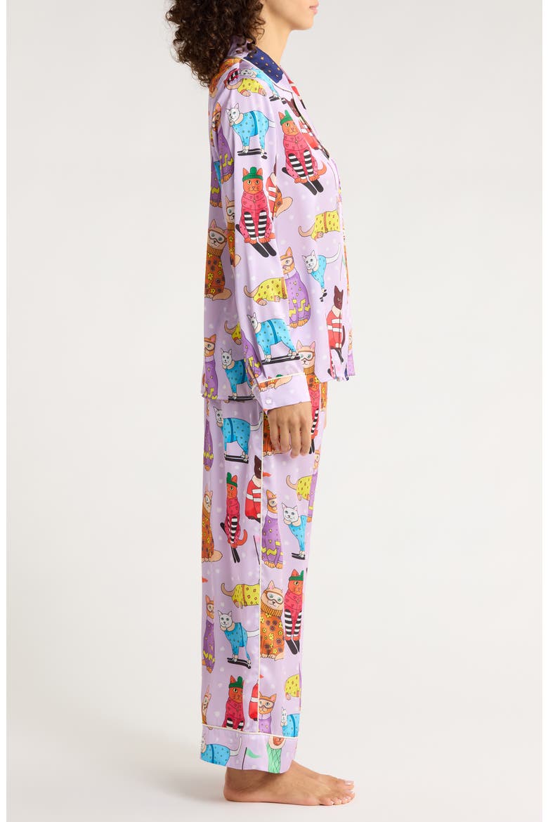 Skiing Cats Classic Pajama Set, Alternate, color, LILAC