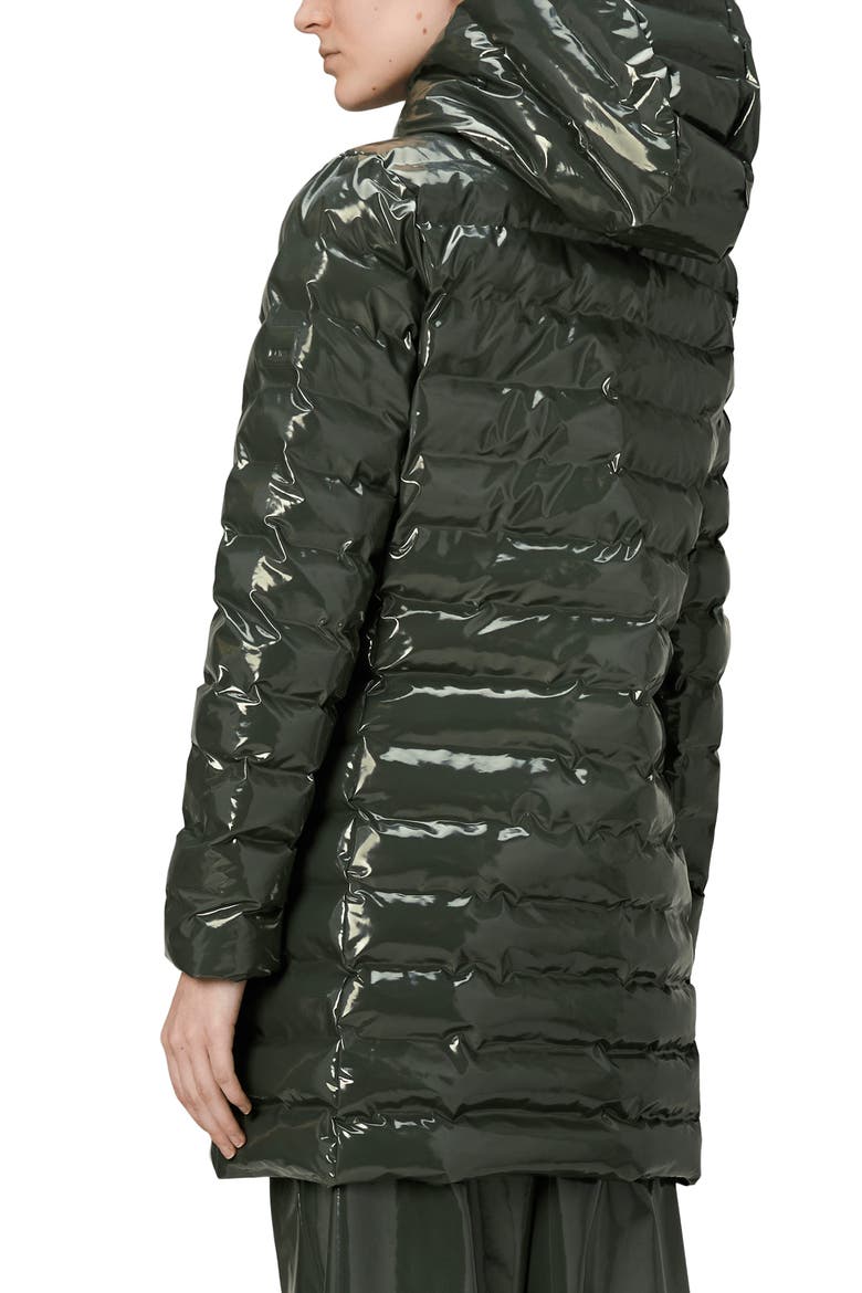 Lohja Curve Waterproof Long Puffer Jacket, Alternate, color, SWAMP