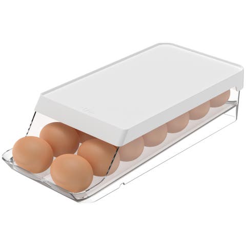 Rolling Clear Stackable Egg Holder Organizer