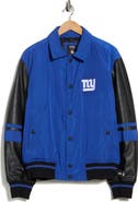 BOSS NFL New York Giants Faux Leather Sleeve Varsity Jacket