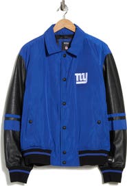BOSS NFL New York Giants Faux Leather Sleeve Varsity Jacket