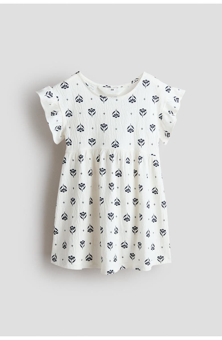 H&M Flutter-sleeved Cotton Dress, Main, color, White/Floral