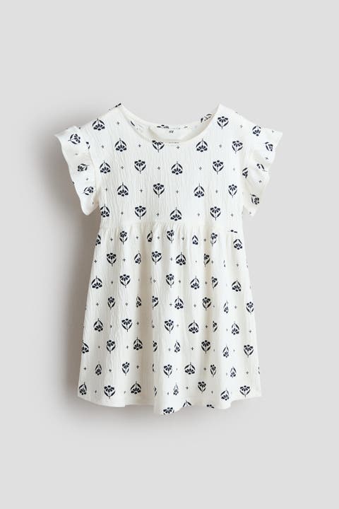 Flutter-sleeved Cotton Dress