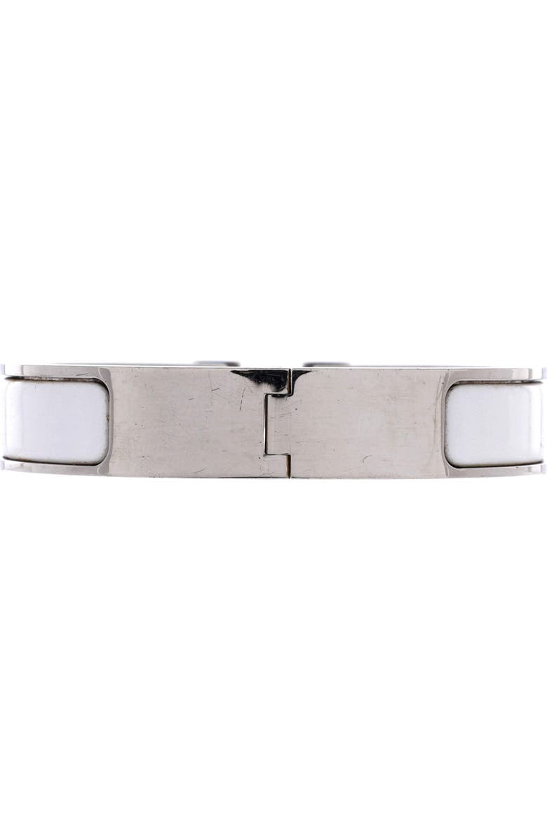 Pre-Owned Hermes Clic H Bracelet Enamel Narrow, Alternate, color, White