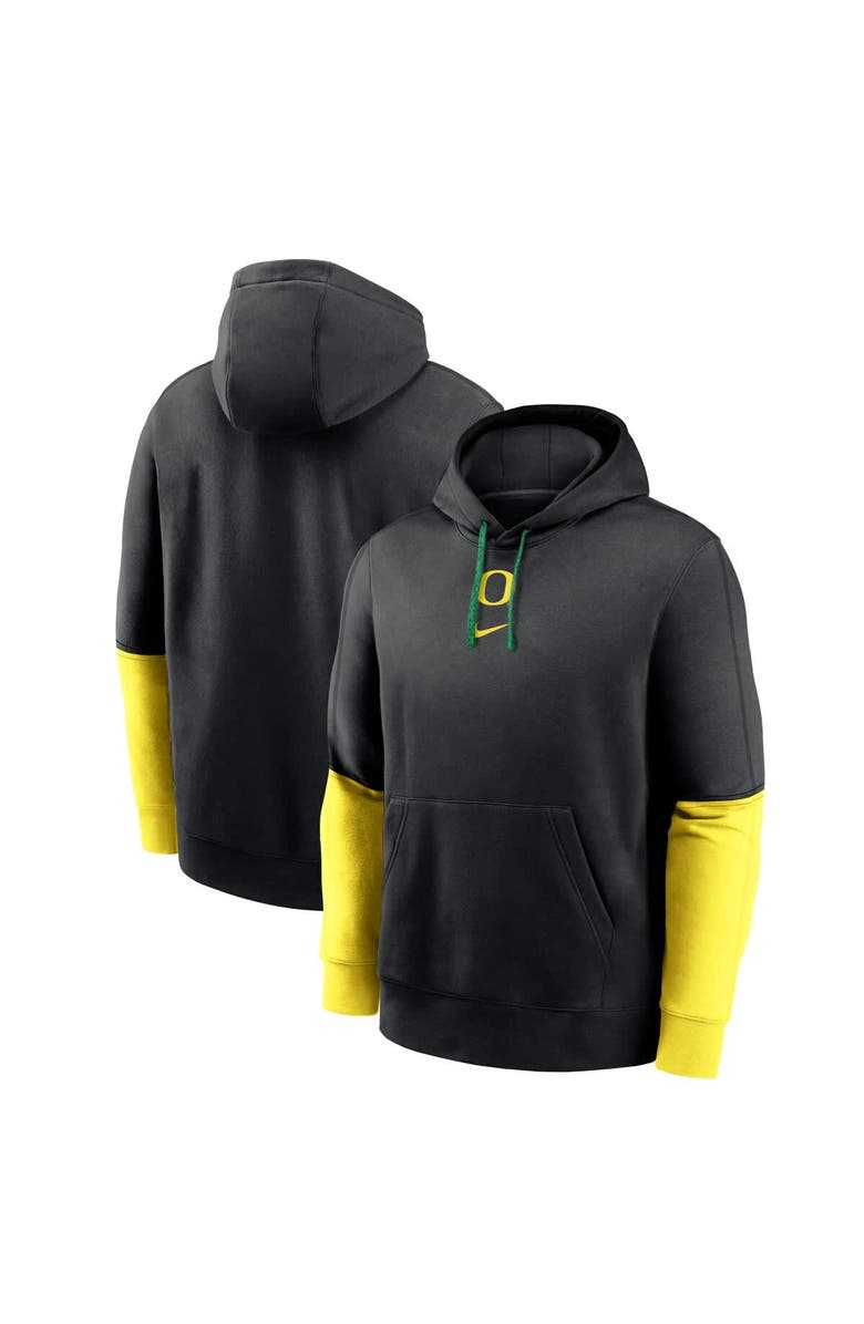 Nike Men's Nike Black/Yellow Oregon Ducks 2024 Sideline Club Pullover Hoodie, Main, color, 