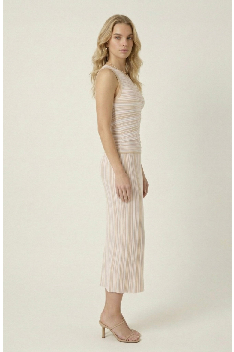 Striped Knit Tank & Midi Skirt Set, Alternate, color, Cream