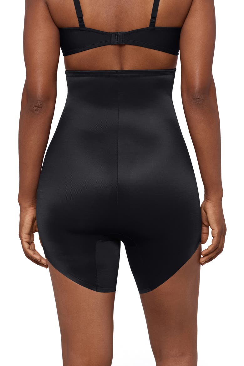 Show Stopper High Waist Slant Hem Shorts, Alternate, color, BLACK