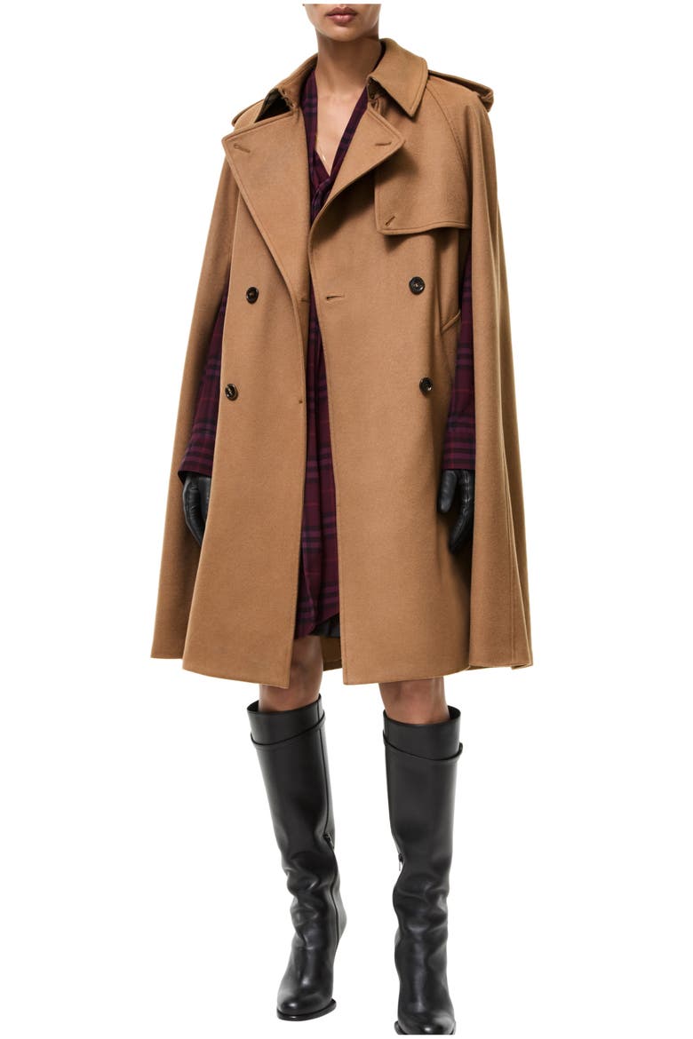 Cashmere Belmont Trench Cape, Main, color, Camel brown