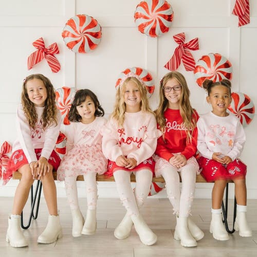 Sweet Wink Candy Cane Patch Christmas Sweatshirt In Pink