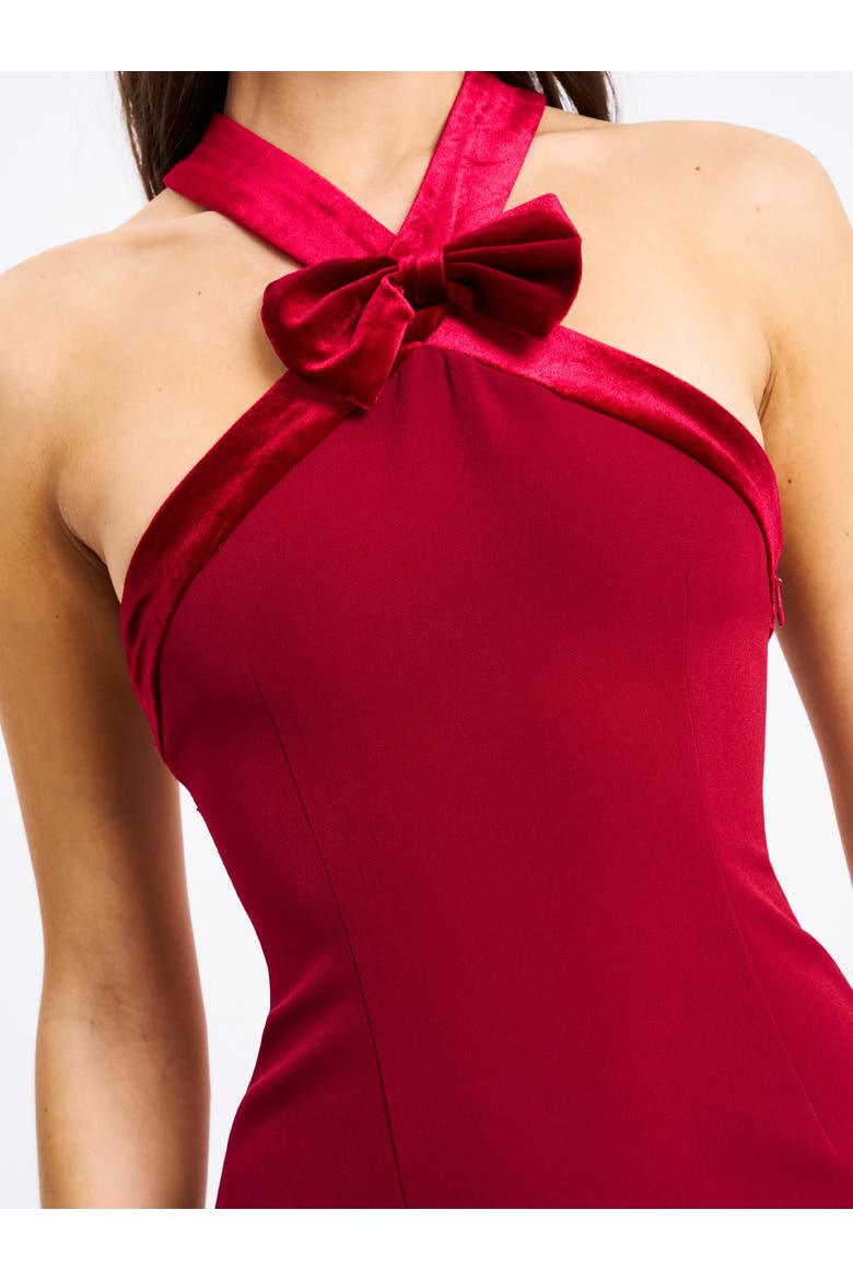 Barbra Cross Straps Bodycon Mini Dress with Bubble Hem, Alternate, color, Burgundy