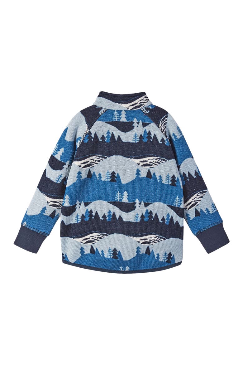 Kids' Alpine Print Sweater Fleece Zip-Up Jacket, Alternate, color, SOFT NAVY