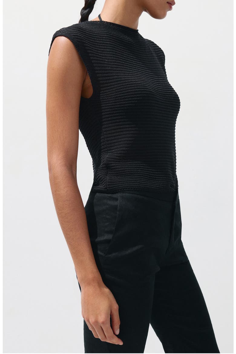 Short-Sleeved Crewneck Sweater, Alternate, color, BLACK