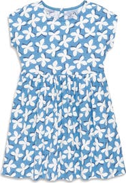 Primary Kids Backyard Dress In Cornflower Butterflies