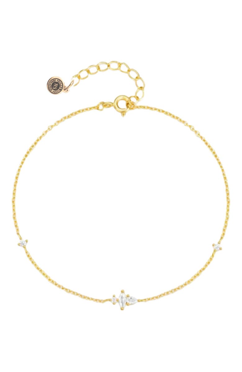 Hollywood Sensation Lunar Bliss Dainty Cable Chain Bracelet with Marquise, Pear, and Round Cut Cubic Zirconia Accents, Main, color, Gold