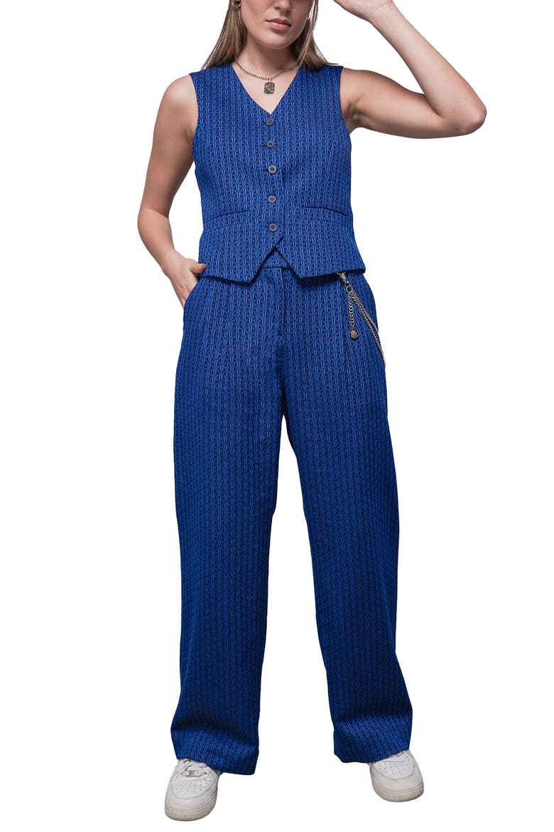 The Empower Jacquard Wide Leg Trouser, Alternate, color, COBALT BLUE