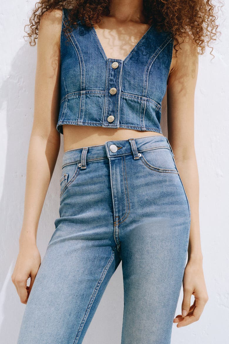 Flared High Waist Jeans, Alternate, color, Denim blue