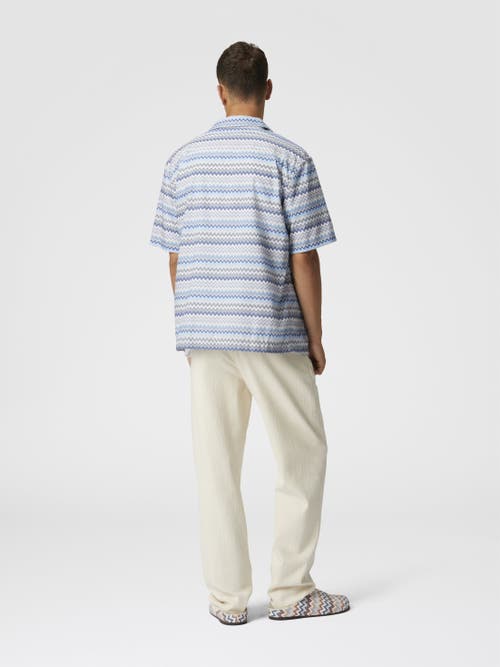 Missoni Men's Bowling Shirt | Size 52 | Us25sj05 Color Bw00w0s01fs In Blue & Grey