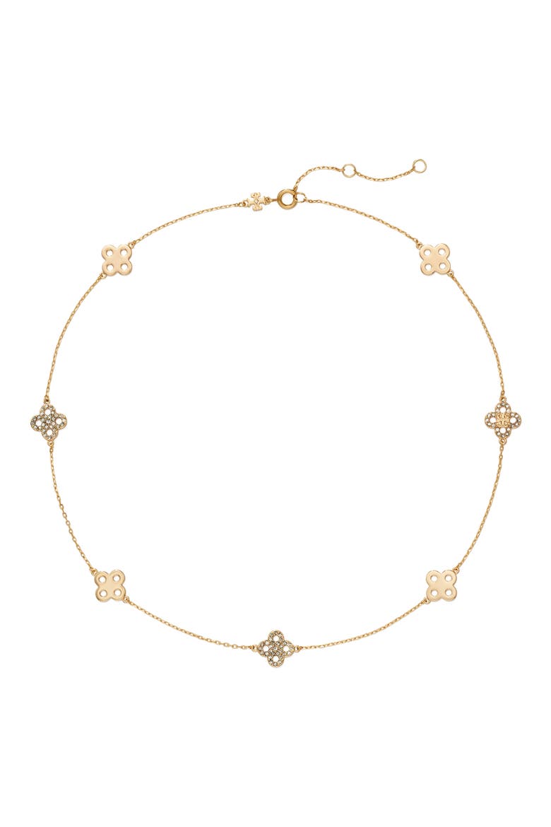 Forget Me Not Pavé Necklace, Main, color, TORY GOLD / CRYSTAL