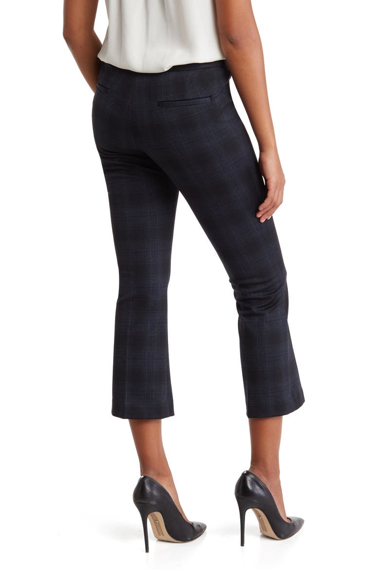 Ponté Plaid Mini Boot Cut Pants, Alternate, color, BLACK