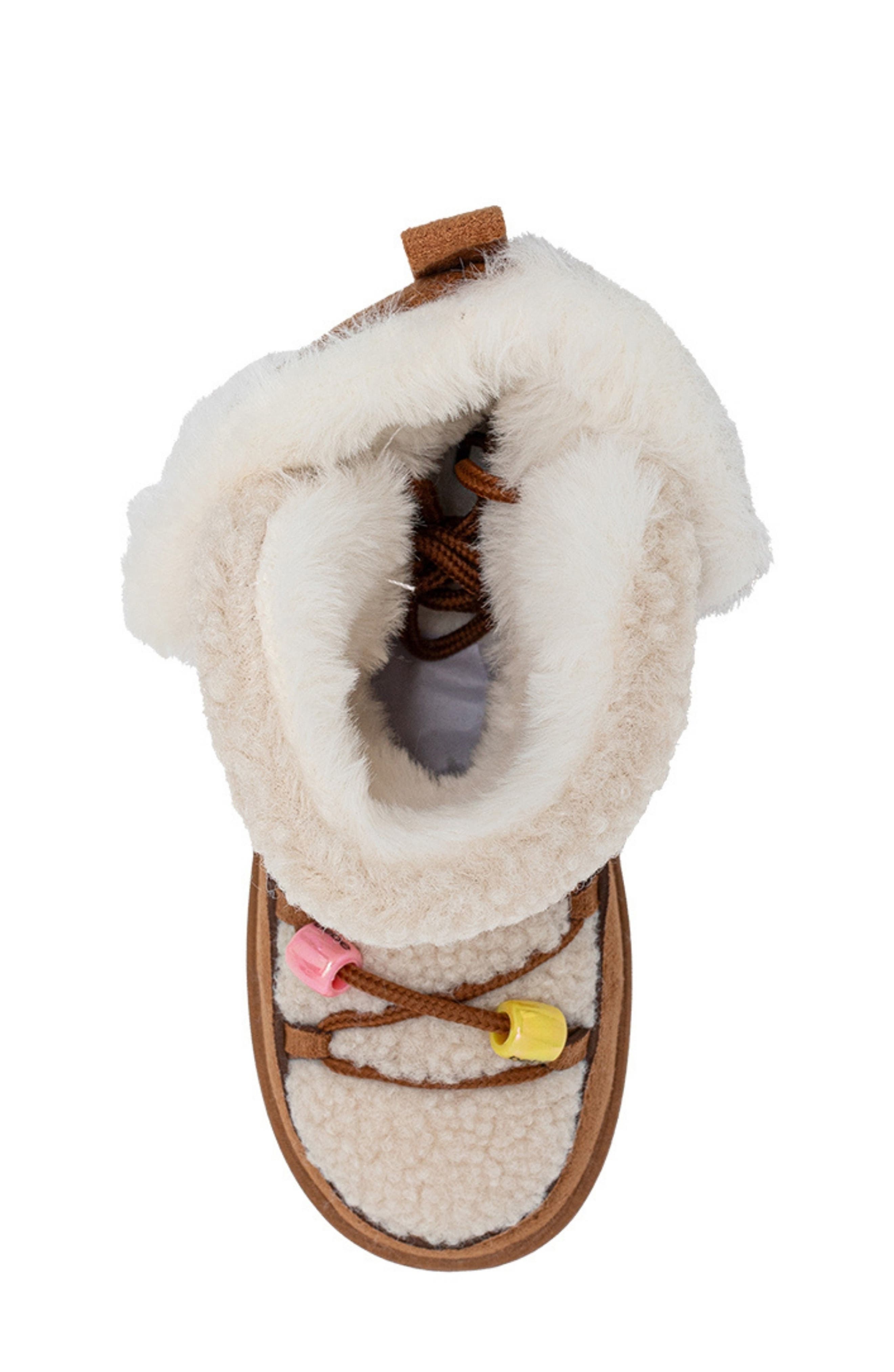 bebe Kids' Faux Fur Trim Winter Boot, Alternate, color, 