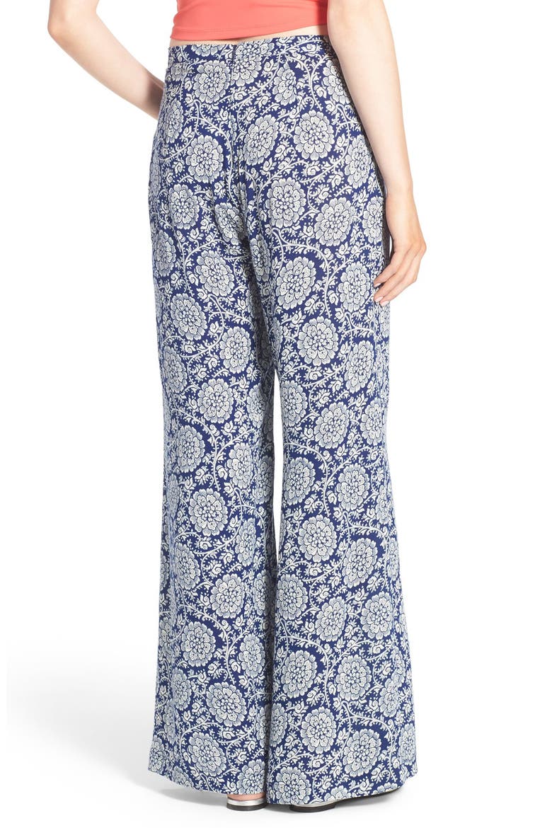 Print High Waist Wide Leg Pants, Alternate, color, NAVY