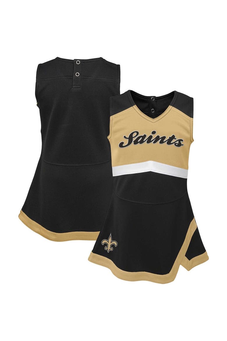 Girls Infant Black New Orleans Saints Cheer Captain Jumper Dress, Main, color, Black