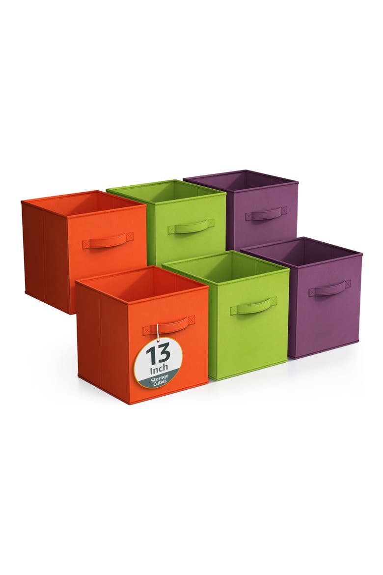 6-Pack Collapsible Storage Cube, Main, color, ORANGE/ GREEN/ PURPLE