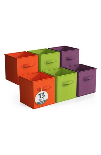 Sorbus 6-pack Collapsible Storage Cube In Orange/green/purple
