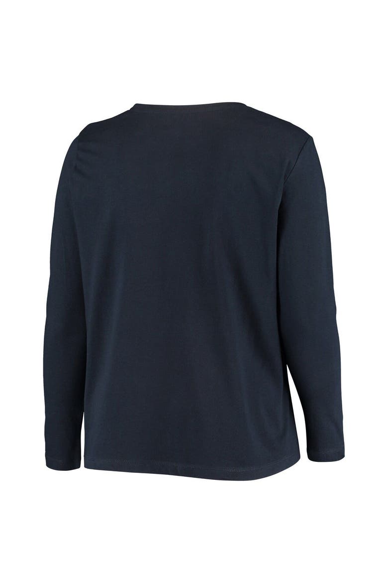 Women's Fanatics Branded Navy New England Patriots Plus Size Primary Logo Long Sleeve T-Shirt, Alternate, color, Navy