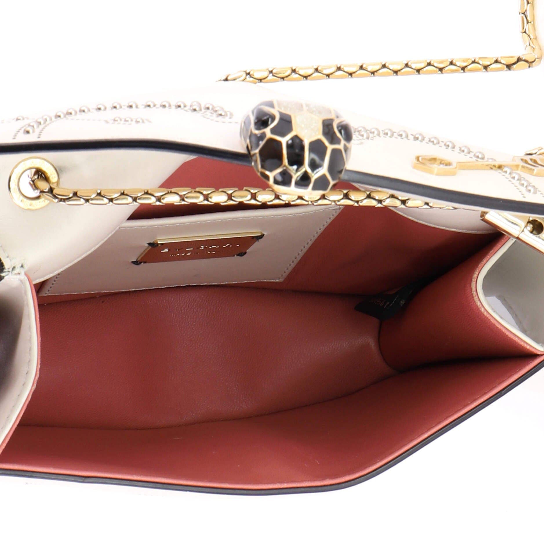 Serpenti Forever Shoulder Bag Embellished Leather Mini, Alternate, color, White