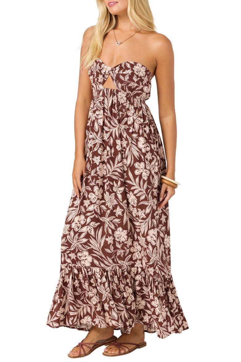 May Strapless Maxi Dress, Alternate, color, CHOCOLATE