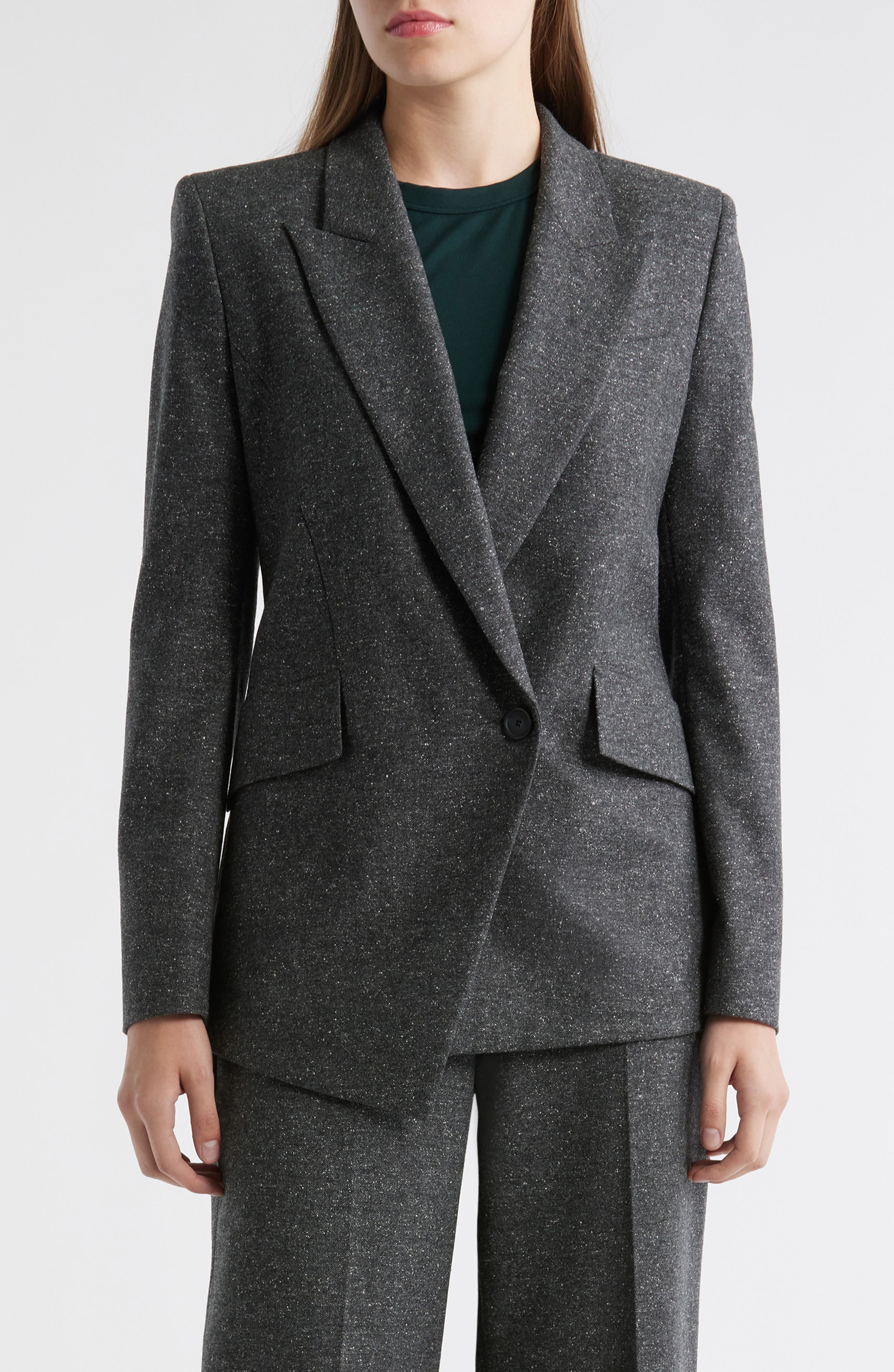 BOSS Jarinah Asymmetric Wool Blend Blazer