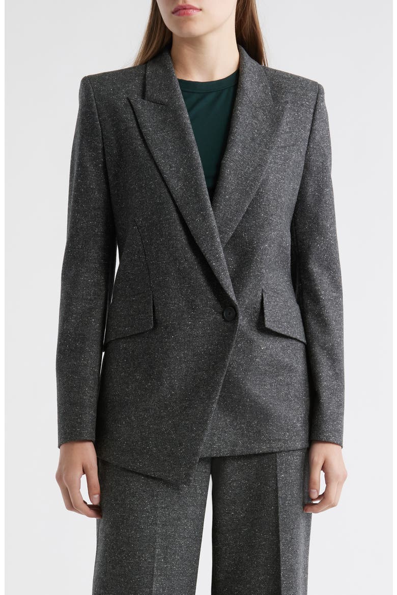 Jarinah Asymmetric Wool Blend Blazer, Main, color, CHARCOAL SLUB
