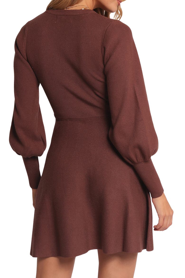 Gigi Long Sleeve Fit & Flare Sweater Minidress, Alternate, color, BROWN