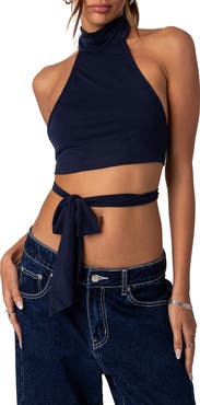 EDIKTED Hamlin Wrap Tie Halter Top